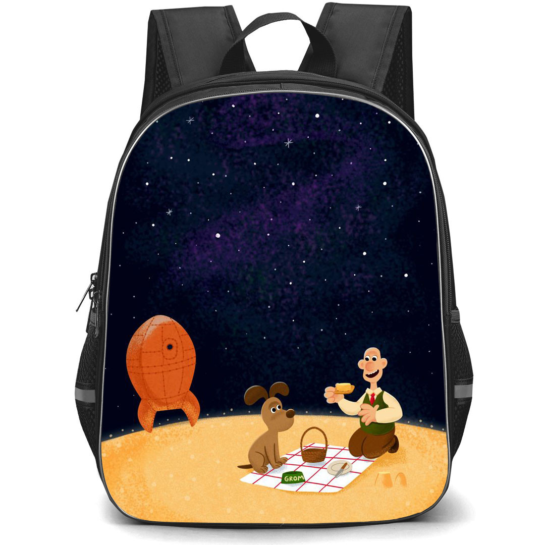 Wallace and Gromit Backpack StudentPack - Wallace and Gromit Enjoying Tea On Space Poster