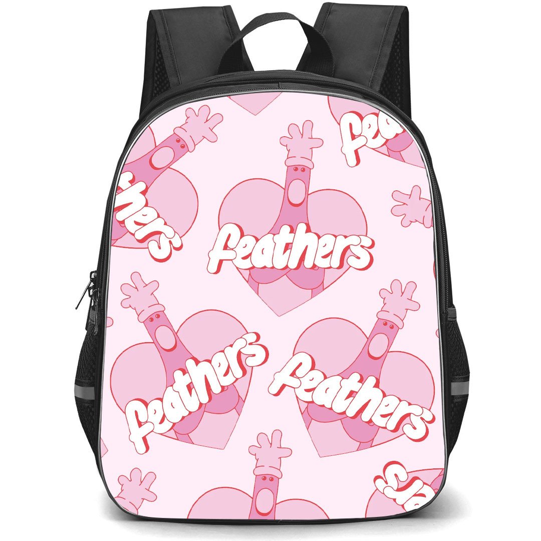 Wallace and Gromit Backpack StudentPack - Wallace and Gromit Pink Heart Feathers Sticker Pattern Art