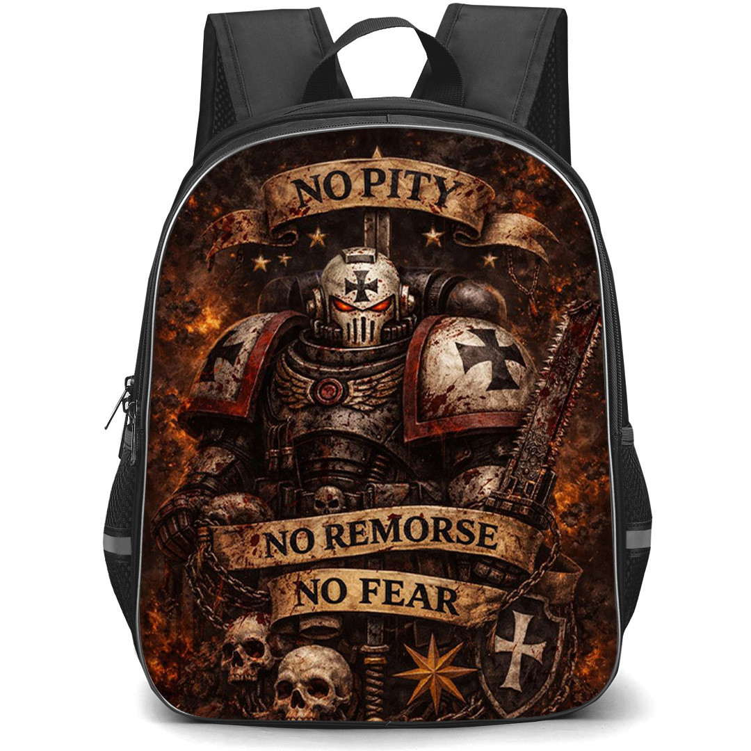Warhammer 40K Backpack School Bag StudentPack - Warhammer 40K No Pity No Remorse No Fear Art Poster
