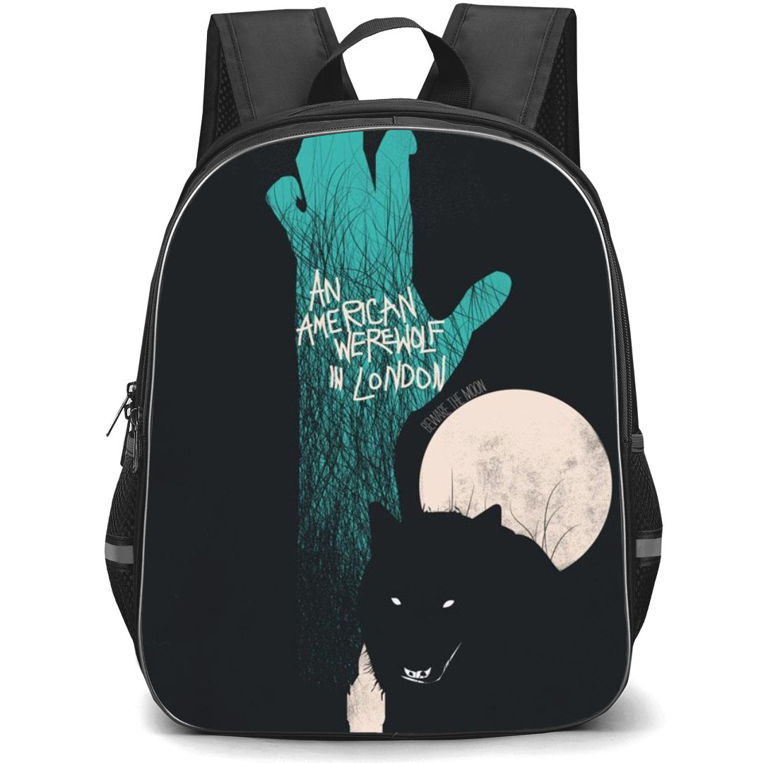 An American Werewolf In London Werewolf Backpack StudentPack - Werewolf Minimalist On Black Background