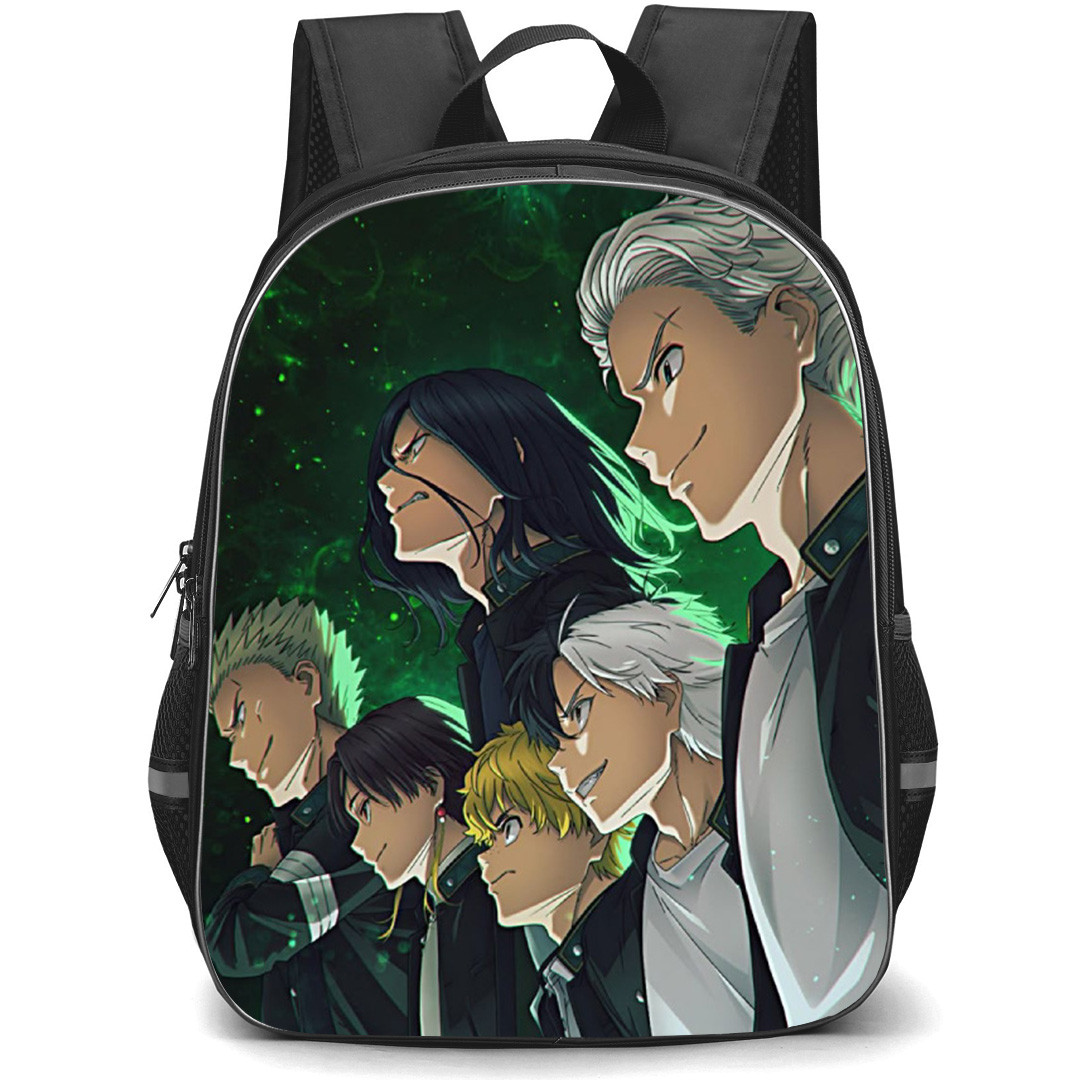Wind Breaker Backpack School Bag StudentPack - Characters Fierce Side Portrait In Green Background