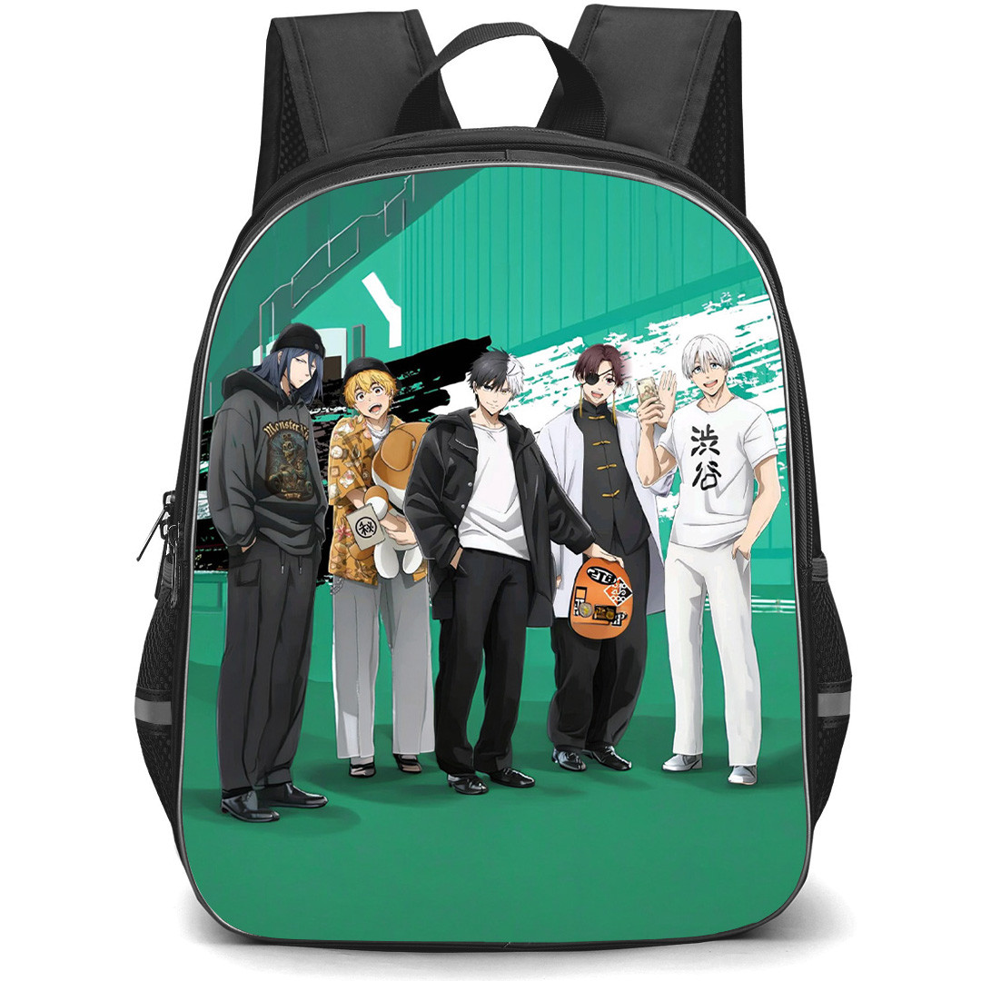 Wind Breaker Backpack School Bag StudentPack - Characters Holding Skateboard Poster