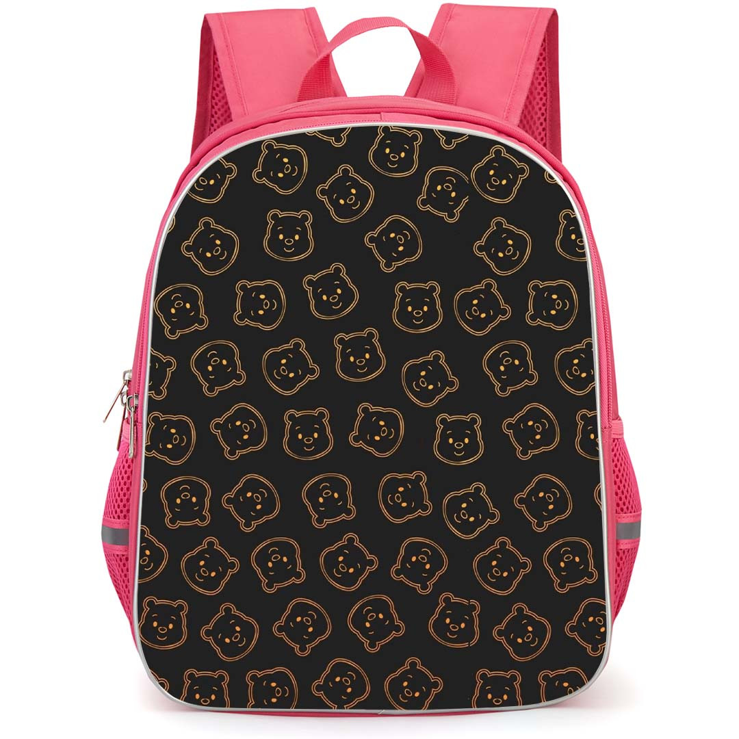Winnie The Pooh Pooh School Backpack StudentPack - Pooh Pattern Black Background