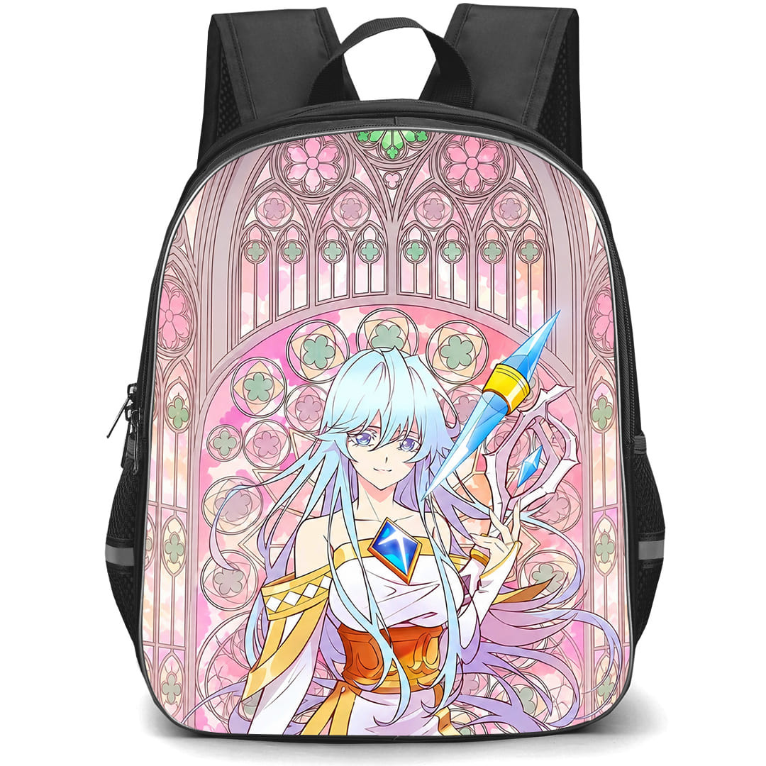 Wistoria Wand And Sword Elfaria Albis Serfort Backpack School Bag StudentPack - Elfaria Albis Serfort Sacred Crystal Staff Art Poster