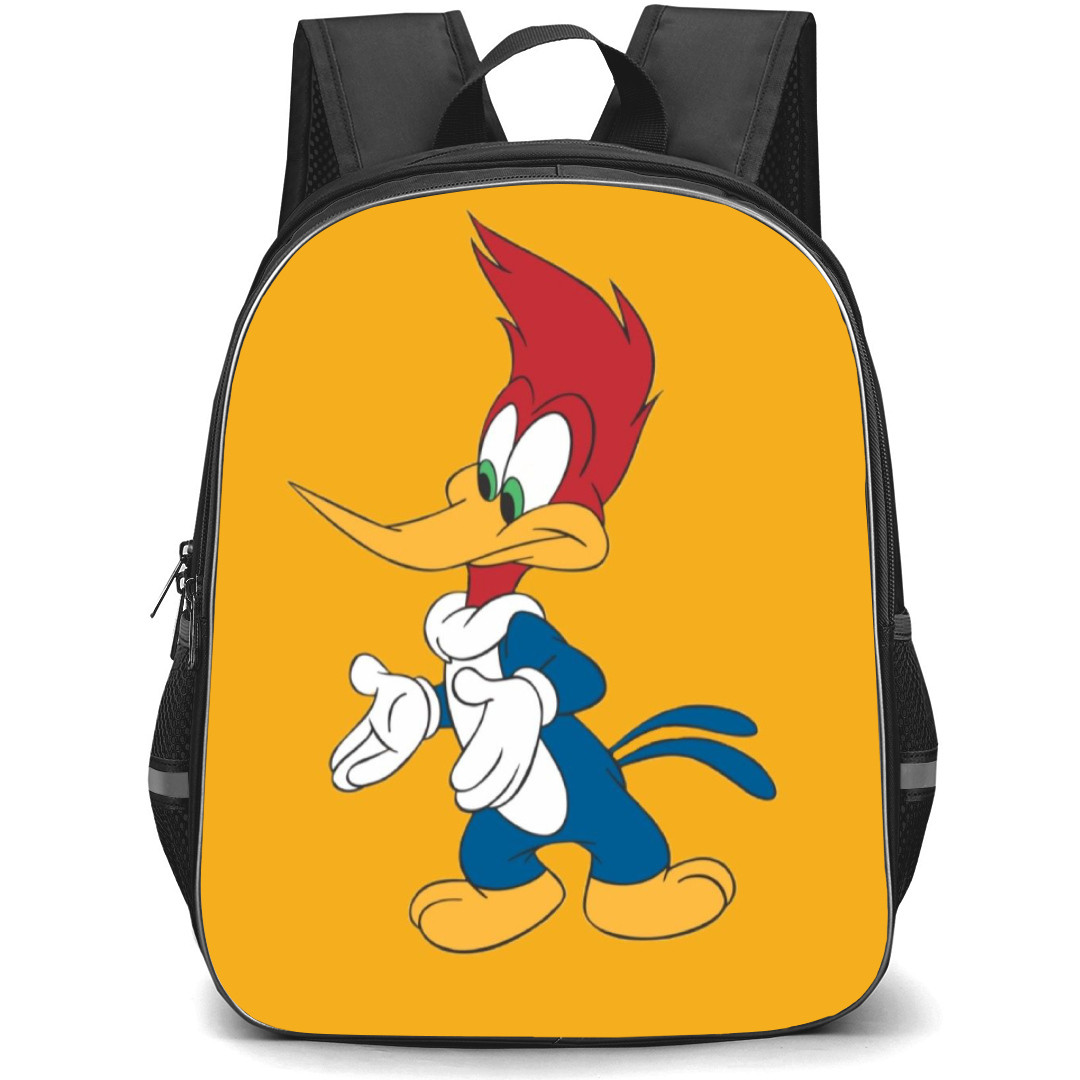 Woody Woodpecker Backpack StudentPack - Woody Woodpecker Standing Pose Yellow Orange Background