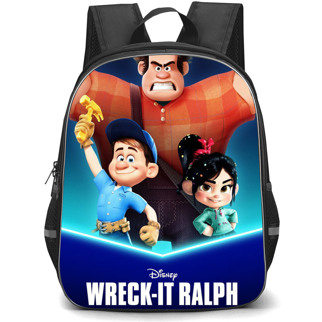 Wreck It Ralph Backpack StudentPack - Wreck It Ralph Felix And Vanellope On Blue Background Poster