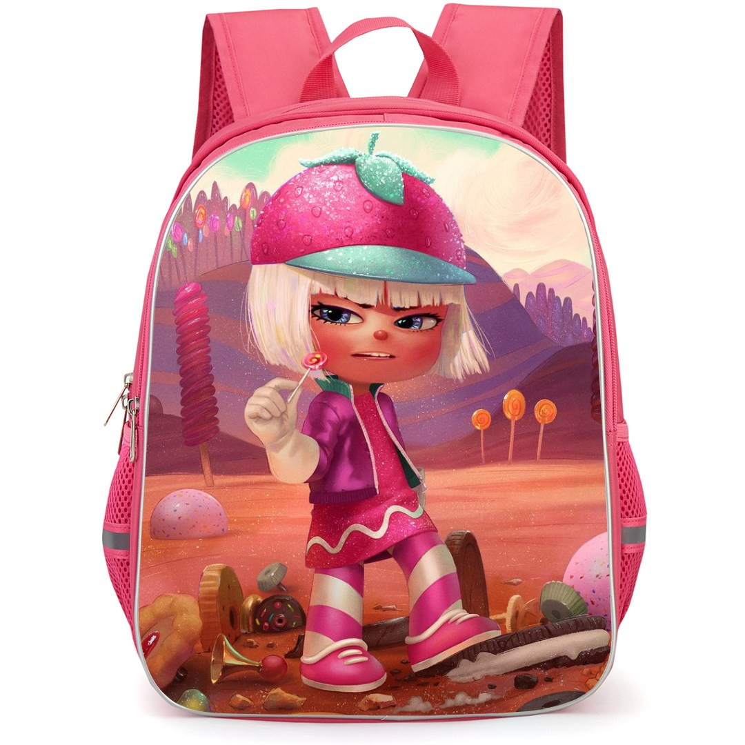 Wreck It Ralph Taffyta Muttonfudge Backpack StudentPack - Taffyta Muttonfudge In Pink Dress Surrounded By Sweets And Treats Poster