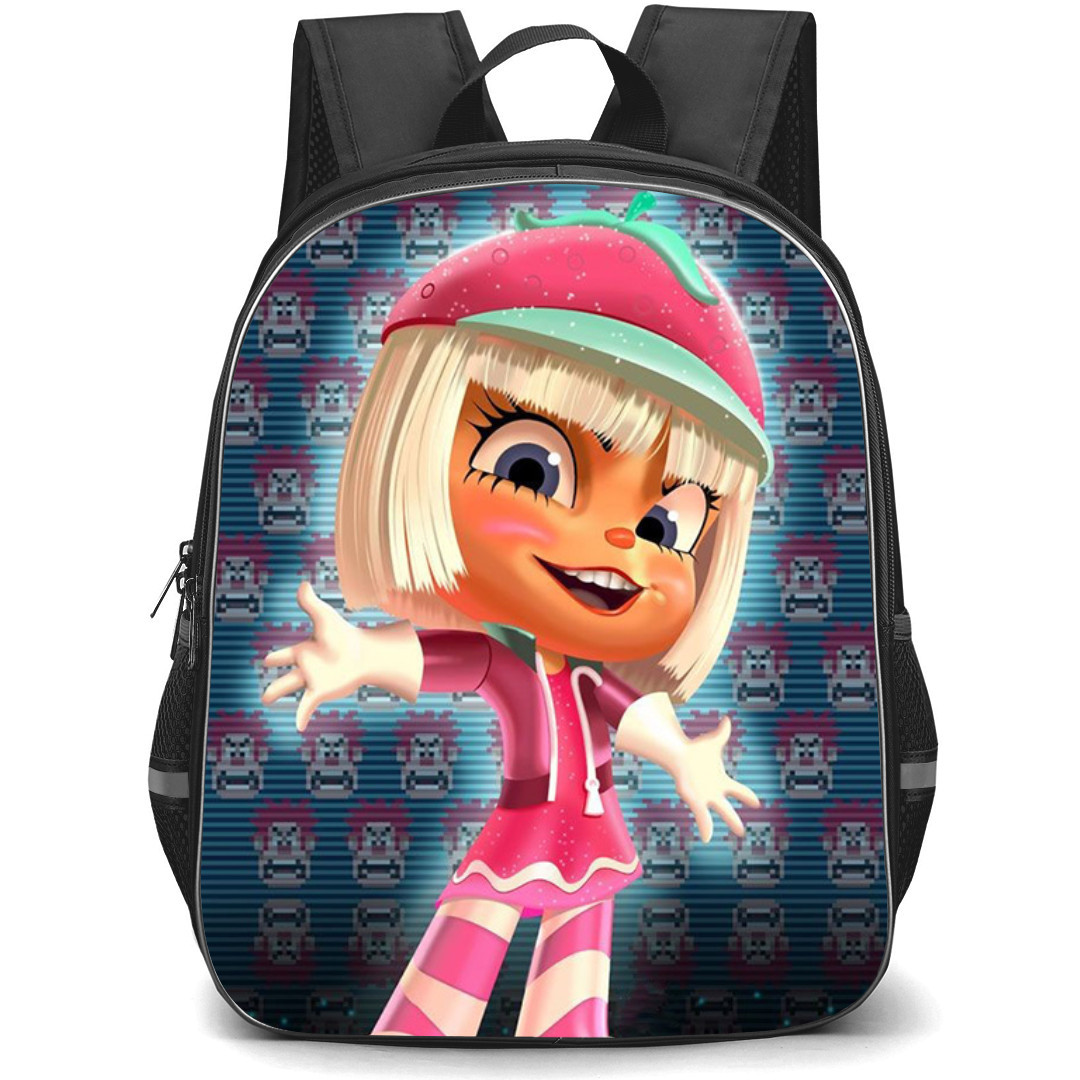 Wreck It Ralph Taffyta Muttonfudge Backpack StudentPack - Taffyta Muttonfudge Standing On Avatar Pattern Art Background