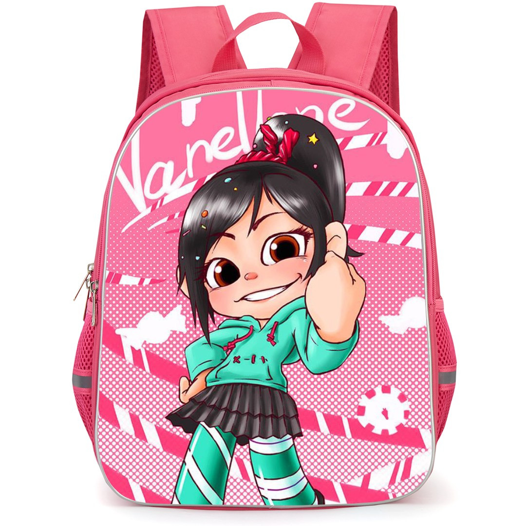 Wreck It Ralph Vanellope Backpack StudentPack - Vanellope Cartoon Art Standing On Pink Background