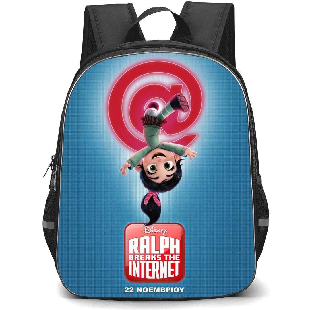 Wreck It Ralph Vanellope Backpack StudentPack - Vanellope Up Side Down With Wreck Logo On Blue Backgroud