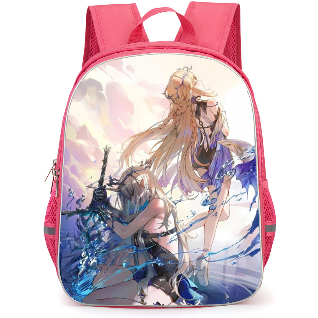 Wuthering Waves Backpack School Bag StudentPack - Cartethyia And Fleurdelys Fighting Water Poster