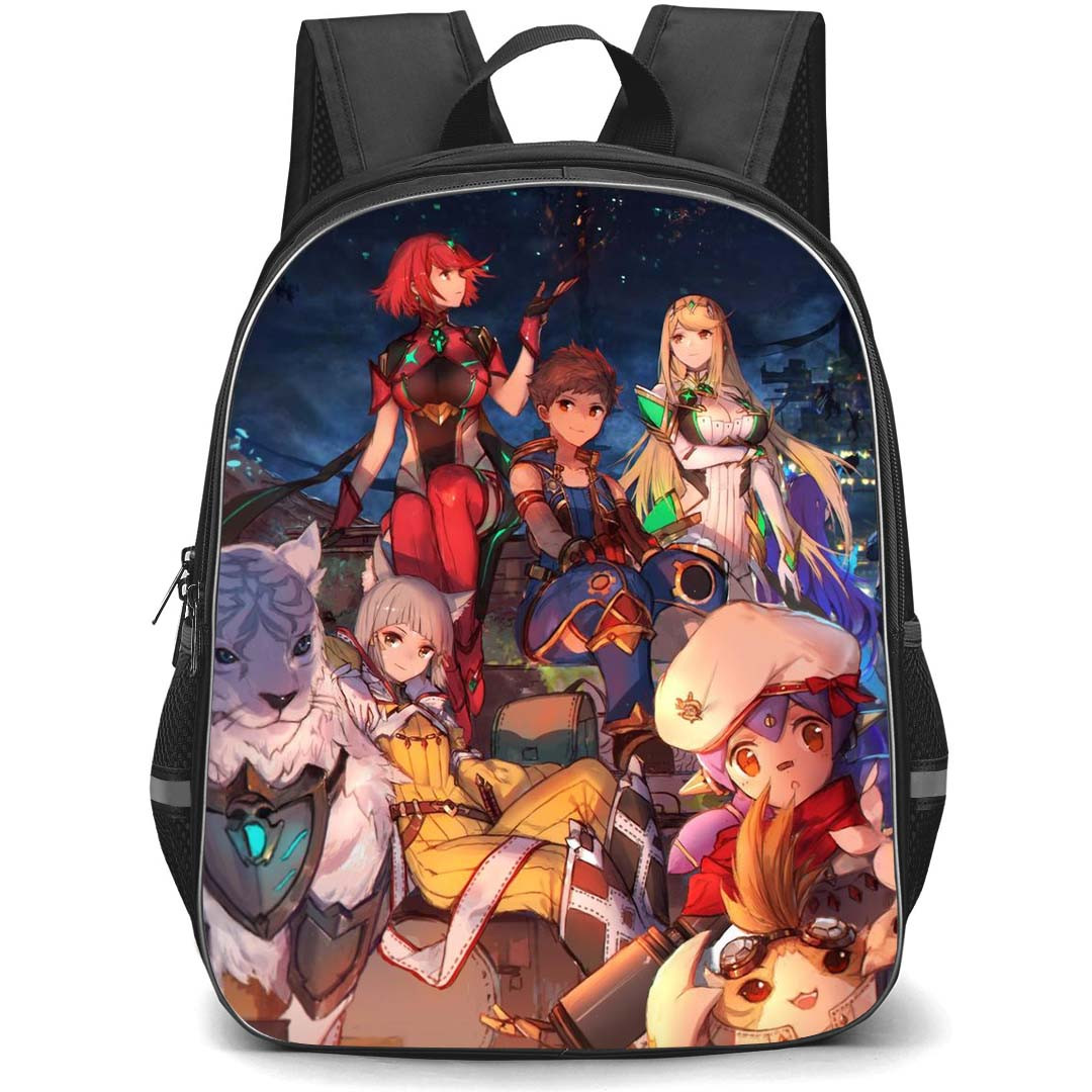 Xenoblade Backpack StudentPack - Xenoblade Character Sitting On Starry Night Background