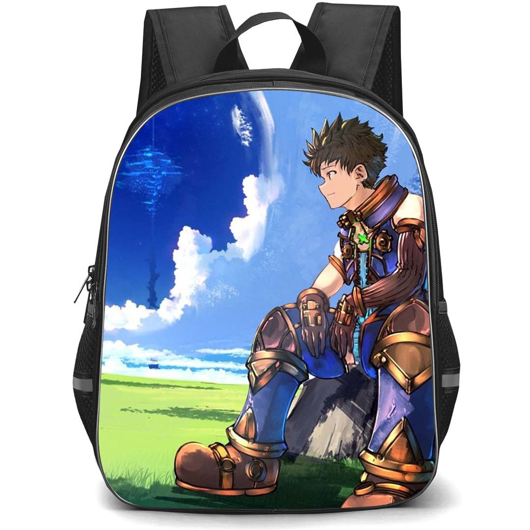 Xenoblade Rex Backpack StudentPack - Xenoblade Rex Sitting On A Stone Anime Art Poster