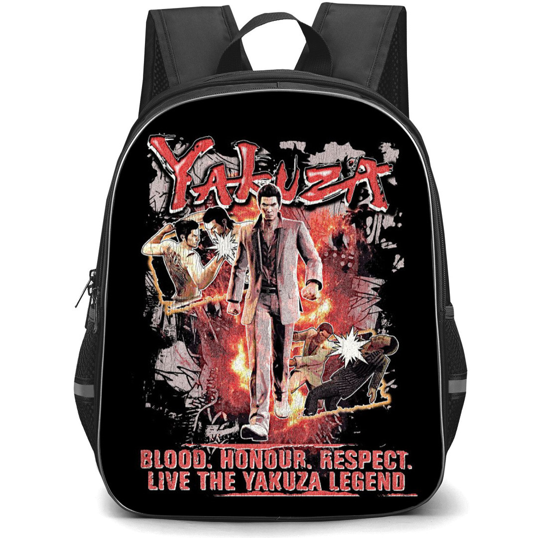 Yakuza Backpack School Bag StudentPack - Yakuza Blood Honour And Respect Retro Poster Art