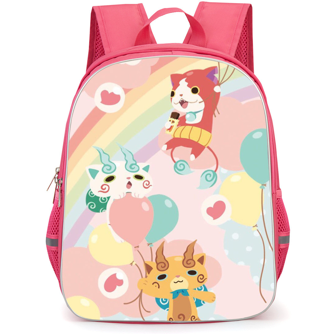Yo-Kai Watch Backpack StudentPack - Yo-Kai Watch Character Holding Balloon Cartoon Art On Pink Background