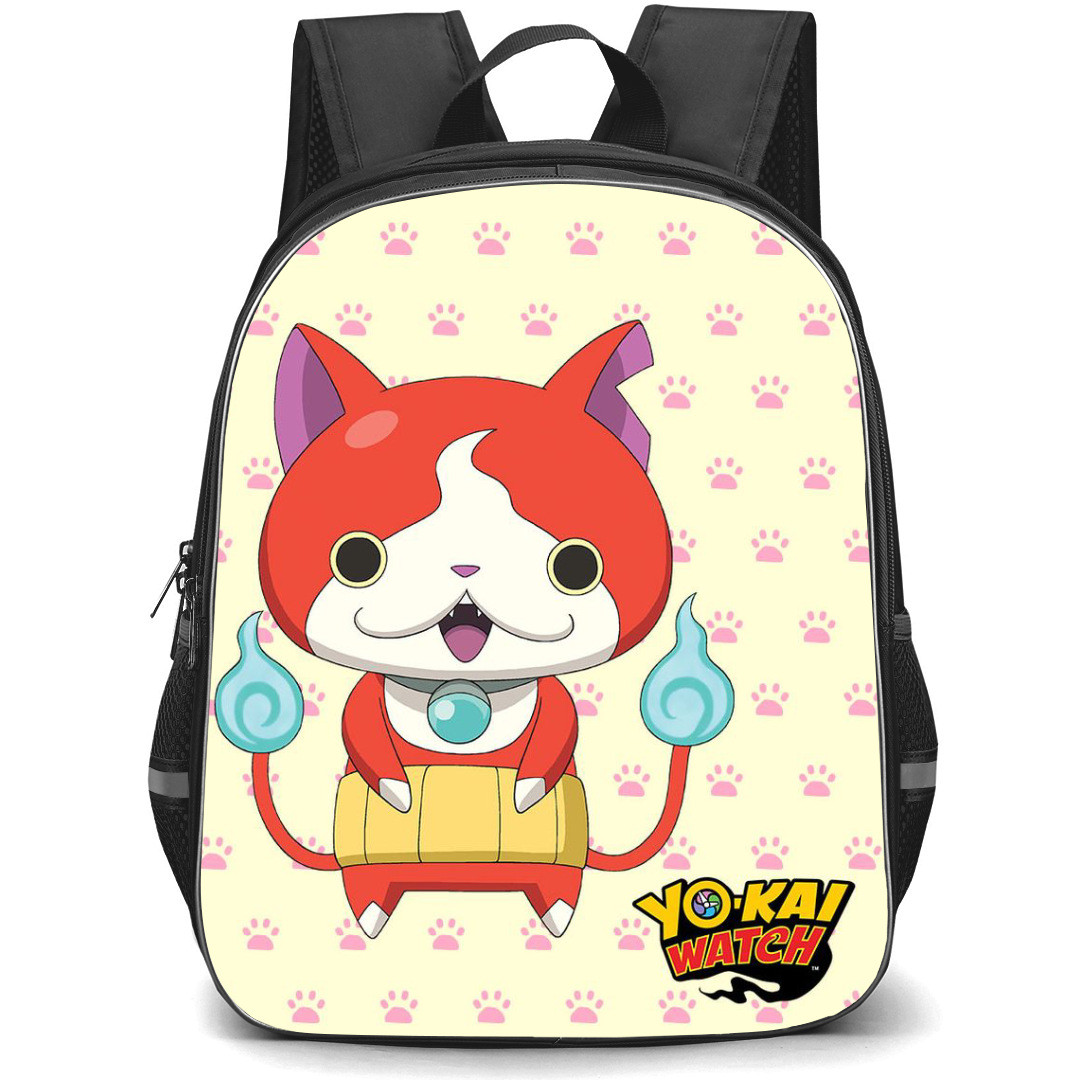 Yo-Kai Watch Jibanyan Backpack StudentPack - Jibanyan Standing On Cat Paw Pattern Art Background