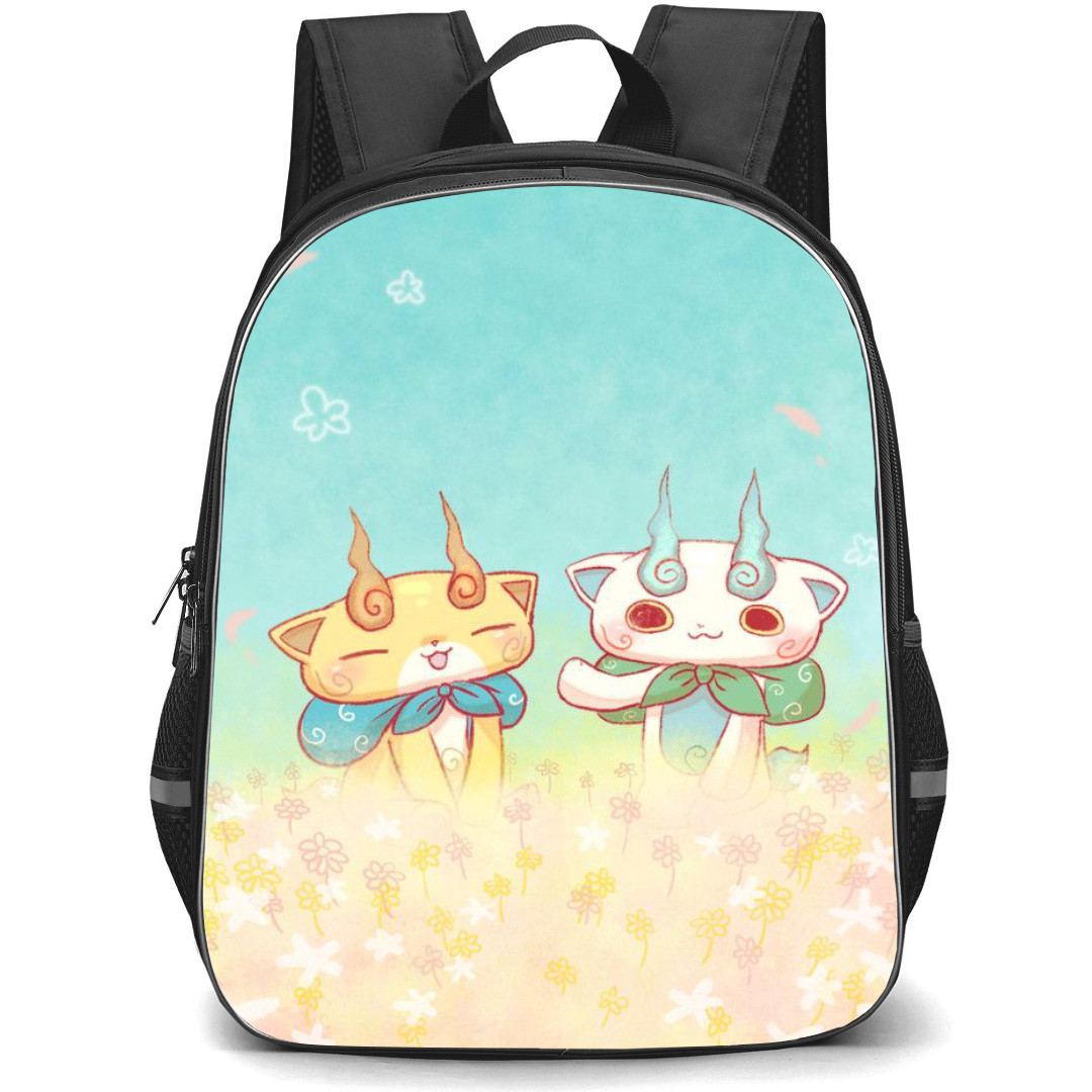Yo-Kai Watch Backpack StudentPack - Komajiro And Komasan Cute Art On Blue Background