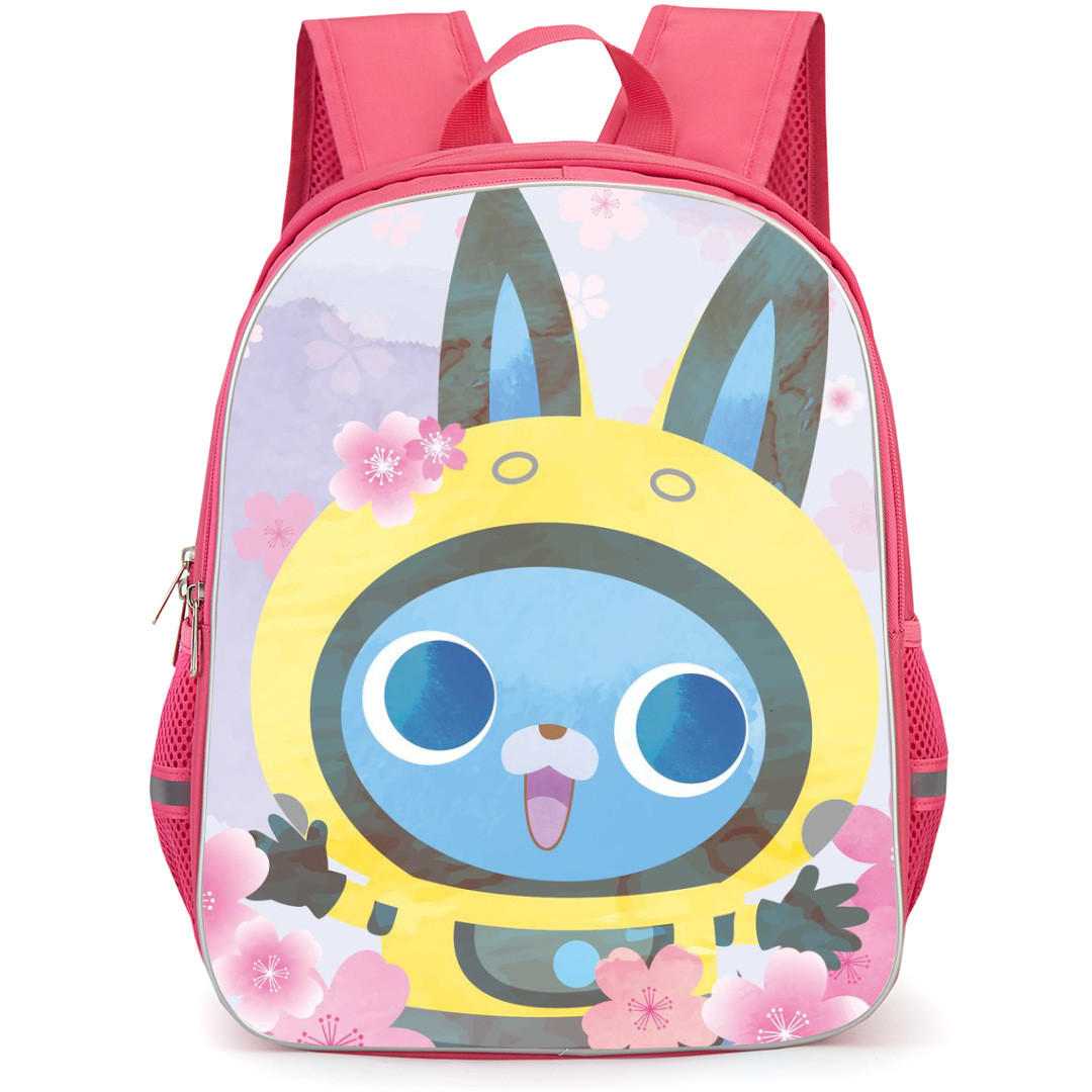 Yo-Kai Watch USA Pyon Backpack StudentPack - USA Pyon Portrait Illustration Art On Pink Floral Background
