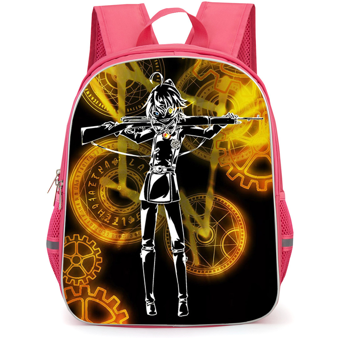 Saga Of Tanya The Evil Tanya Von Degurechaff Backpack School Bag StudentPack - Tanya Von Degurechaff Black Gold Minimalist Silhouette Fan Art Poster