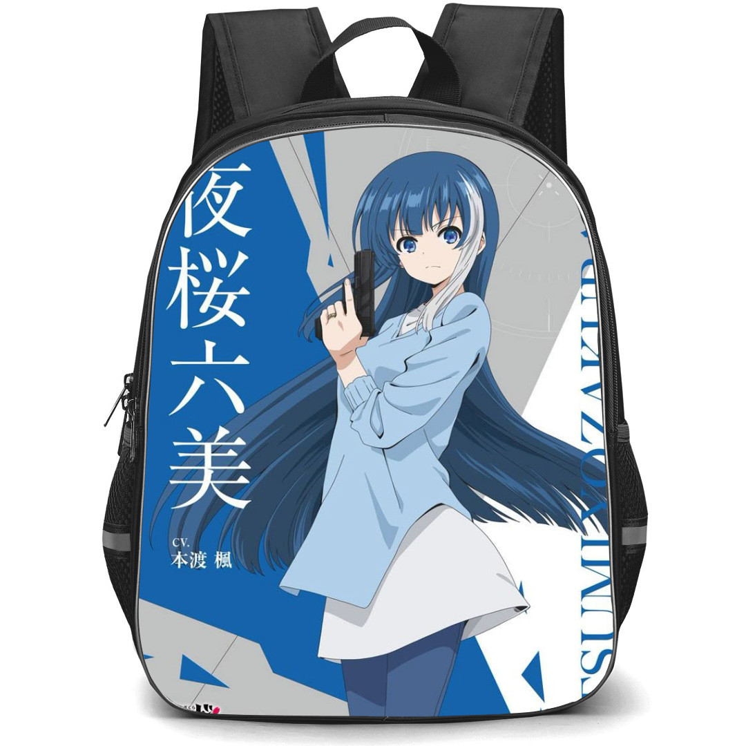 Yozakura Family Mutsumi Yozakura Backpack School Bag StudentPack - Mutsumi Yozakura Hold Gun Fierce Portrait Poster