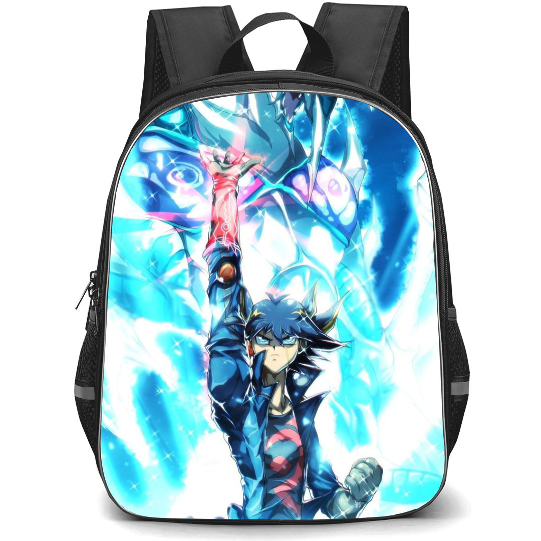 Yu-Gi-Oh Yusei Fudo - Yusei Fudo Raising Hand White and Blue Background
