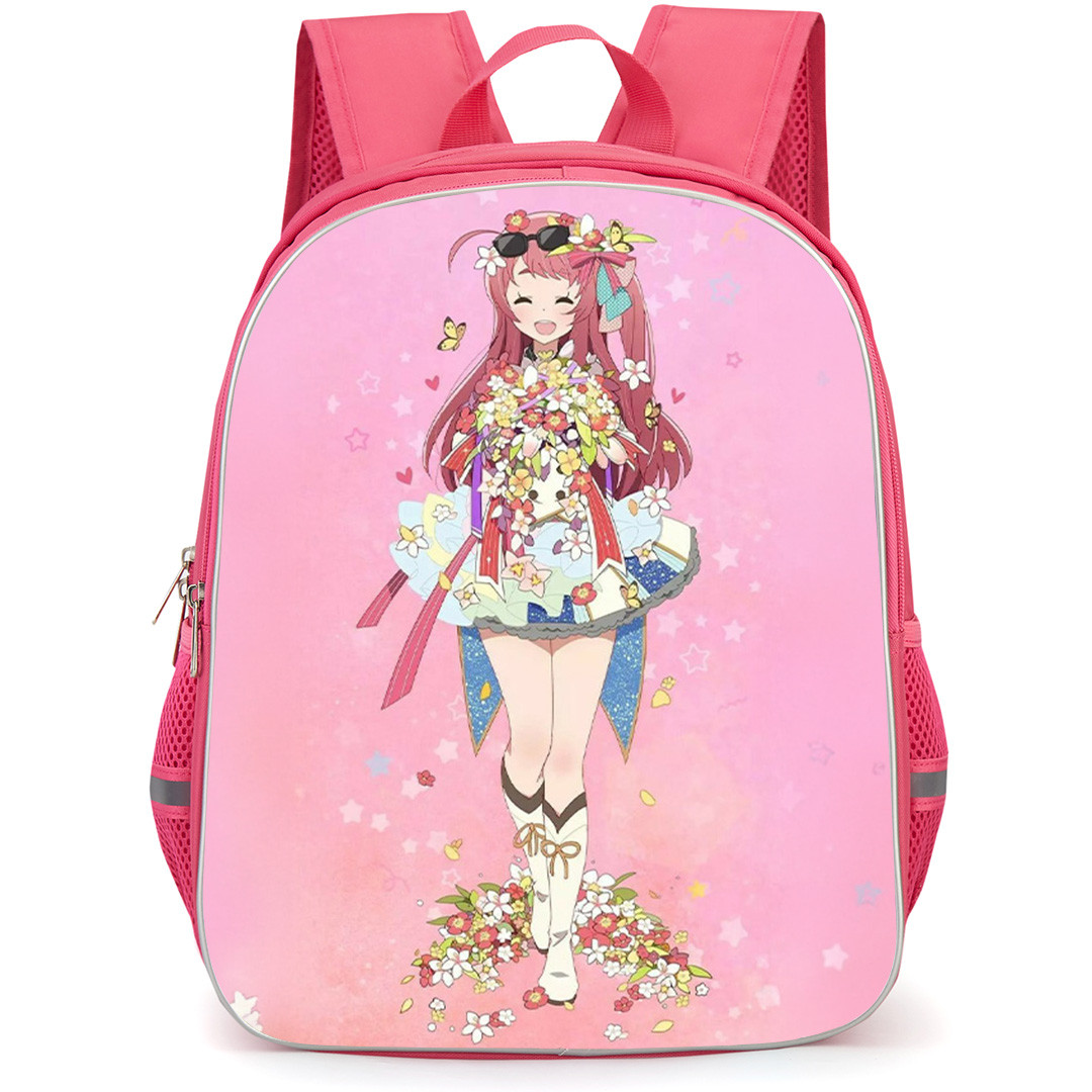 Zombie Land Saga Yumeginga Paradise Sakura Minamoto Backpack School Bag StudentPack - Sakura Minamoto Covered With Flower On Pink Background
