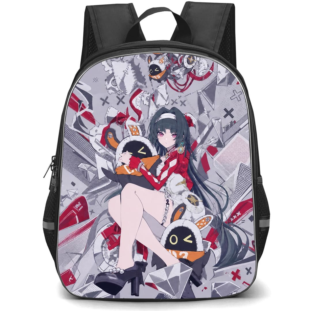 Zenless Zone Zero Astra Yao Backpack School Bag StudentPack - Astra Yao Sitting In Bangboo Background