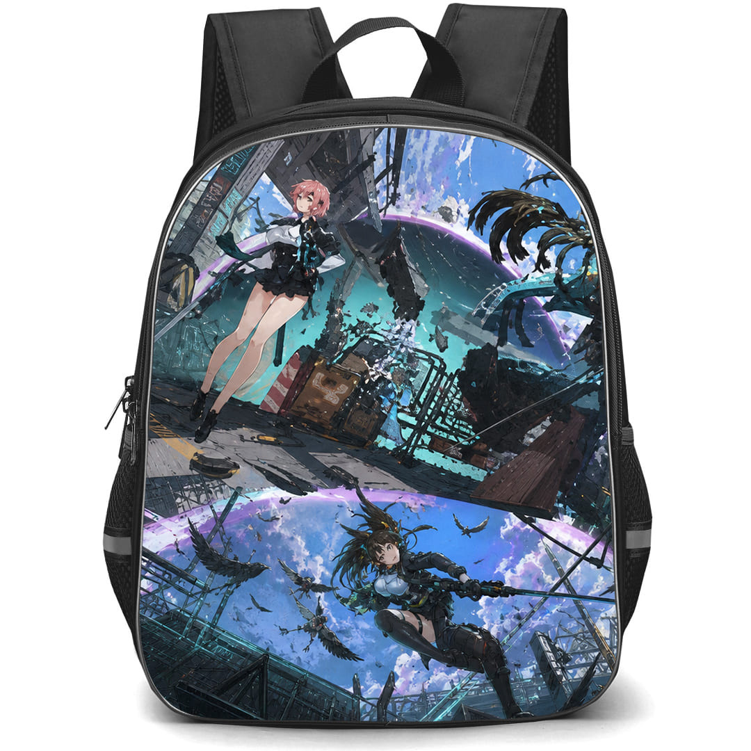Zenless Zone Zero Backpack School Bag StudentPack - Zenless Zone Zero Characters Fight Scene In Zone Background