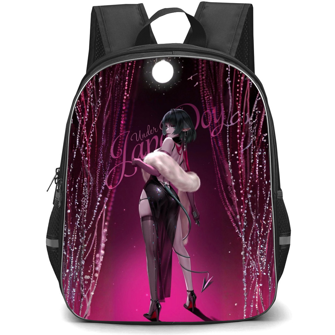 Zenless Zone Zero Jane Doe Backpack School Bag StudentPack - Jane Doe Back Pose In Dark Pink Background