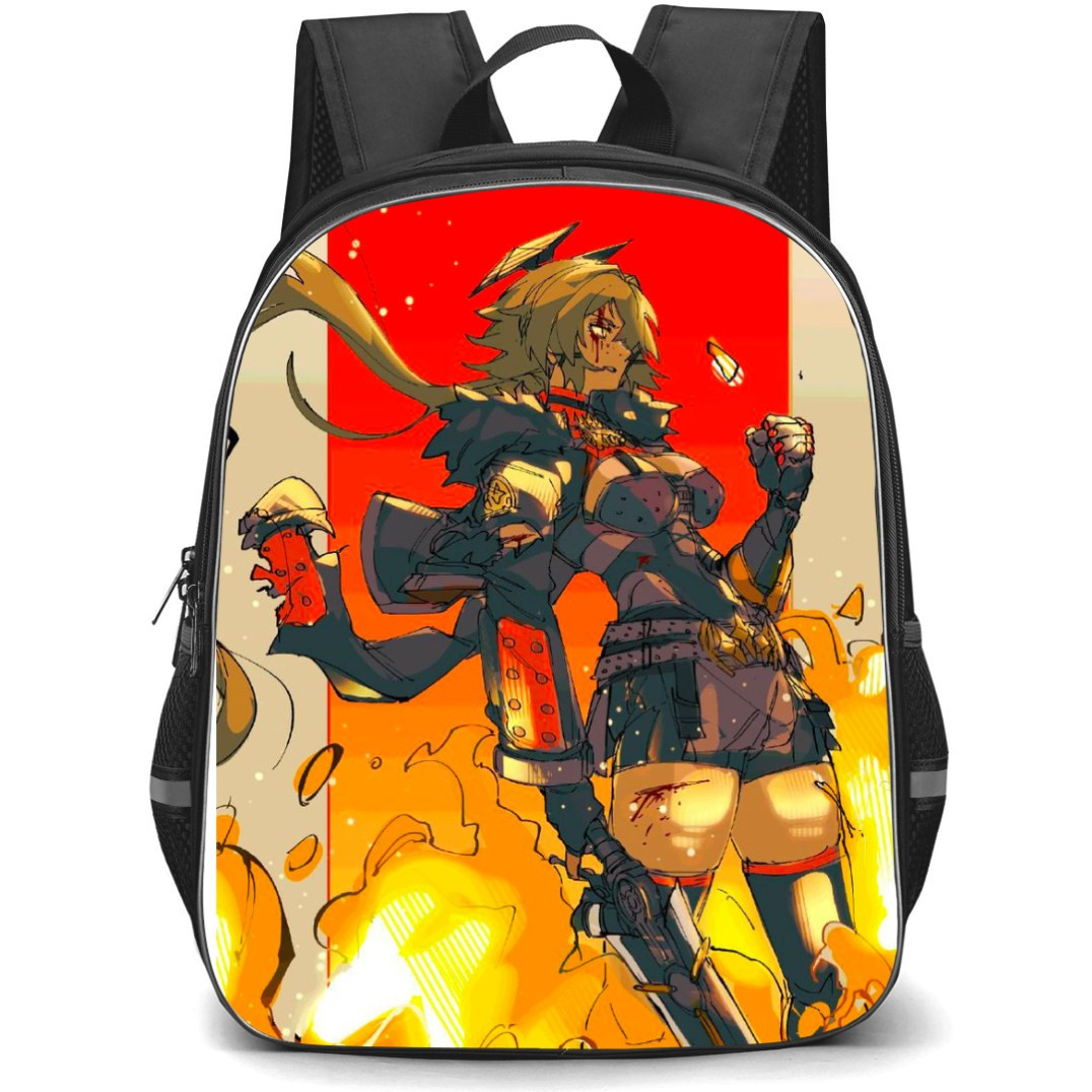 Zenless Zone Zero Caesar King Backpack StudentPack - Caesar King Fire Background