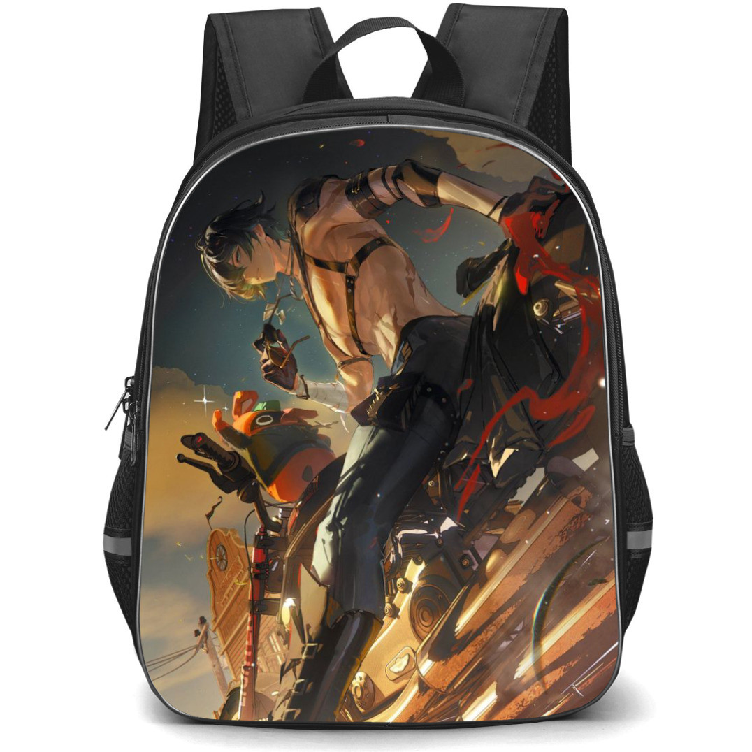 Zenless Zone Zero Lighter Backpack StudentPack - Lighter Riding Motorcycle Illustration