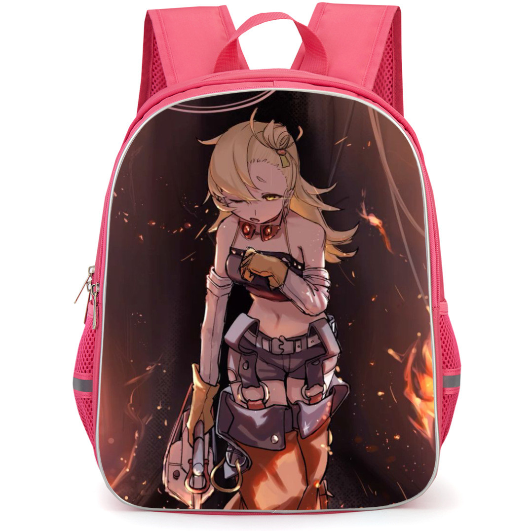 Zenless Zone Zero Piper Wheel Backpack StudentPack - Piper Wheel Fire Background
