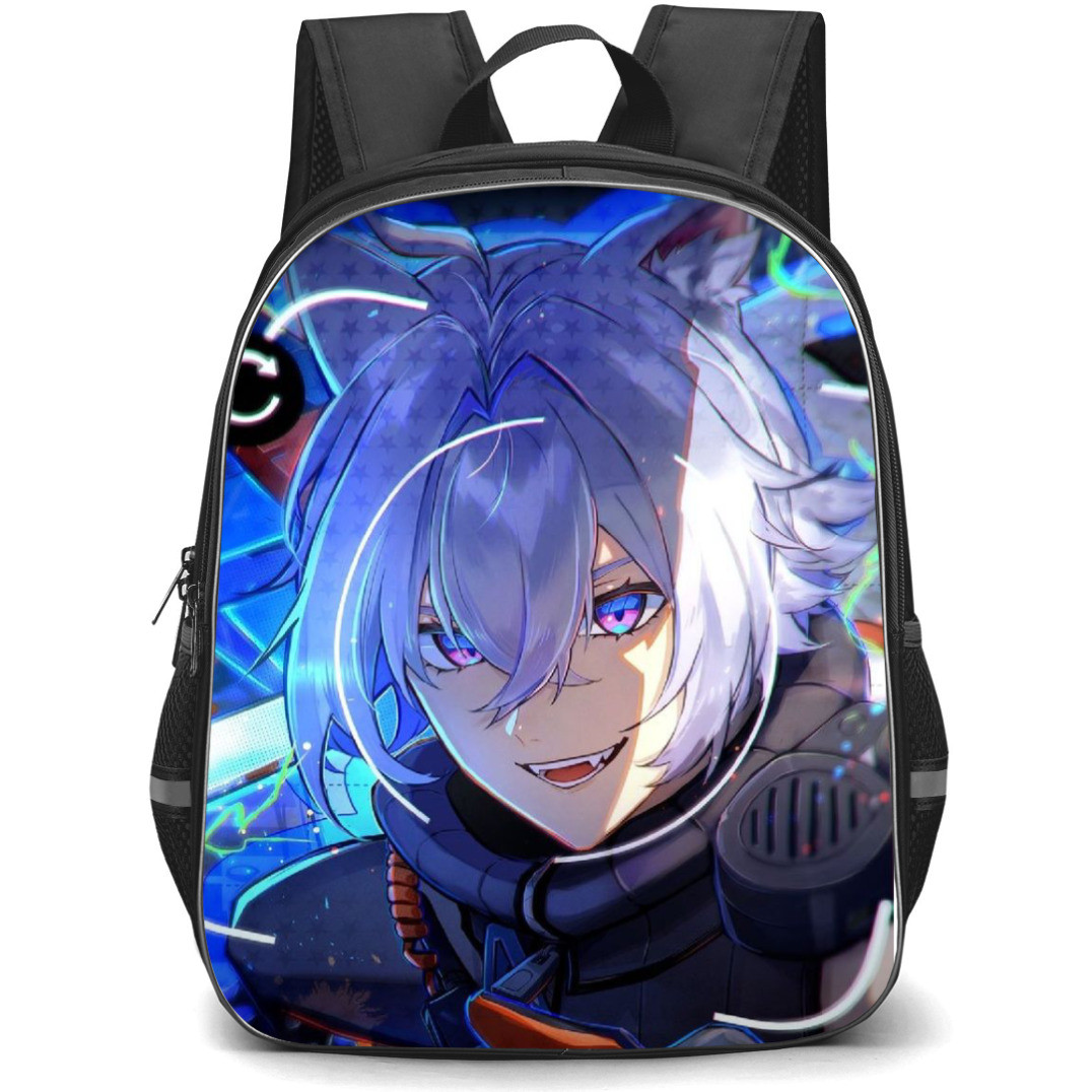 Zenless Zone Seth Lowell Backpack StudentPack - Seth Lowell Portrait Neon Background