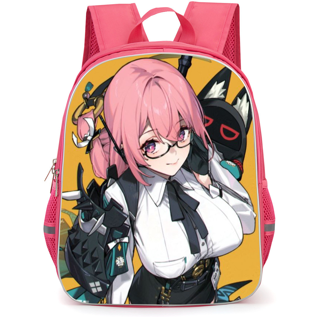 Zenless Zone Tsukishiro Yanagi Backpack StudentPack - Tsukishiro Yanagi Portrait Orange Background