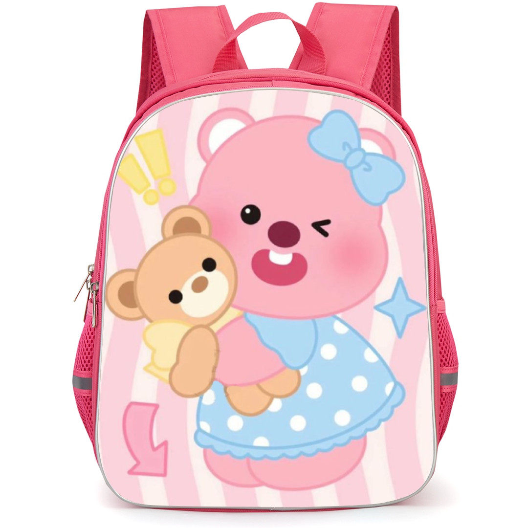 Zanmang Loopy School Backpack StudentPack - Zanmang Loopy Hugging Teddy Bear Cute Loopy