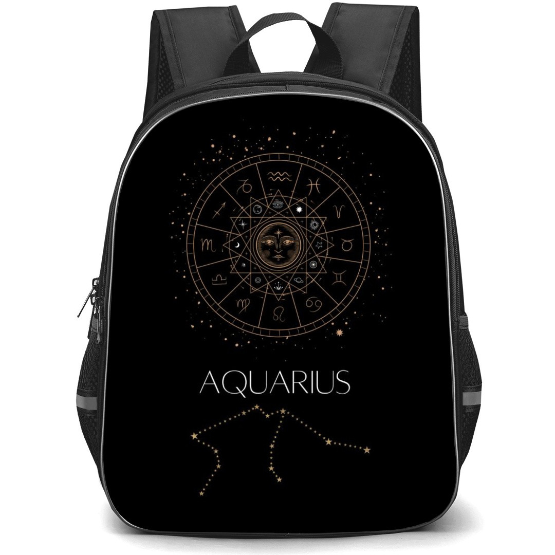 Zodiac Sign Aquarius Backpack StudentPack - Aquarius Sign On Black Background