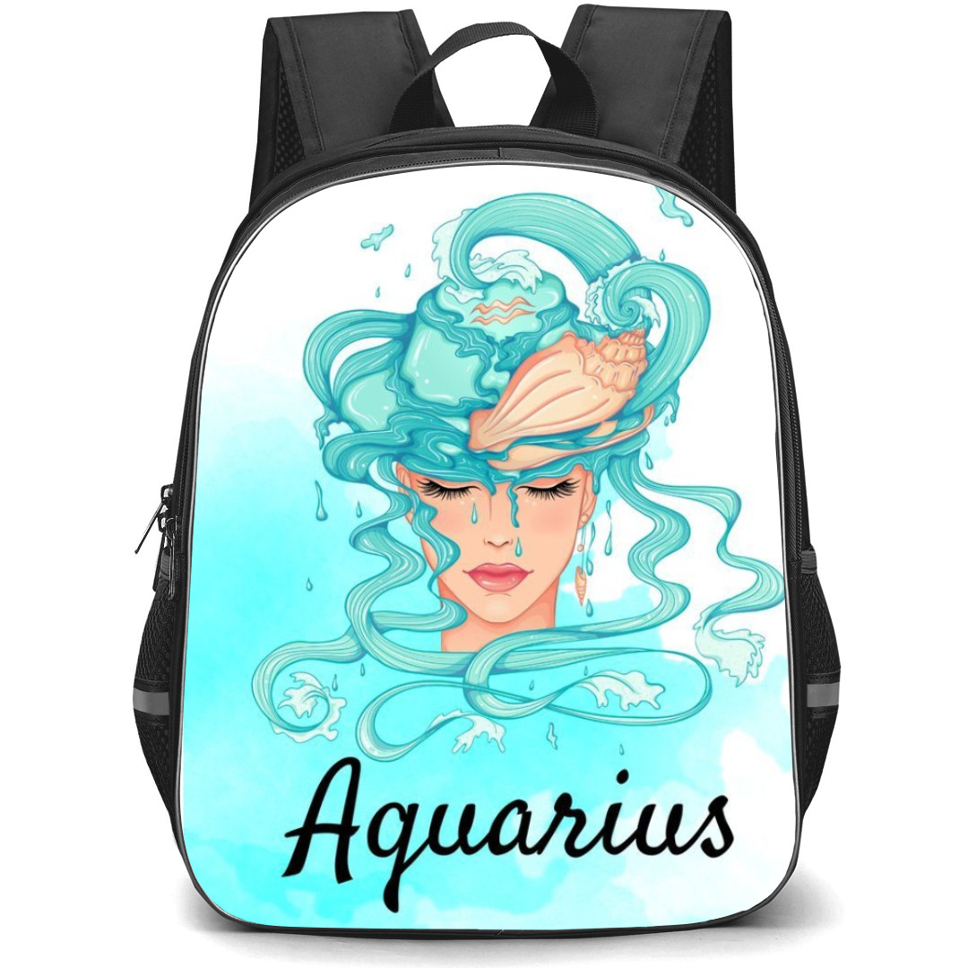 Zodiac Sign Aquarius Backpack StudentPack - Aquarius Sign On Blue Watercolor Background