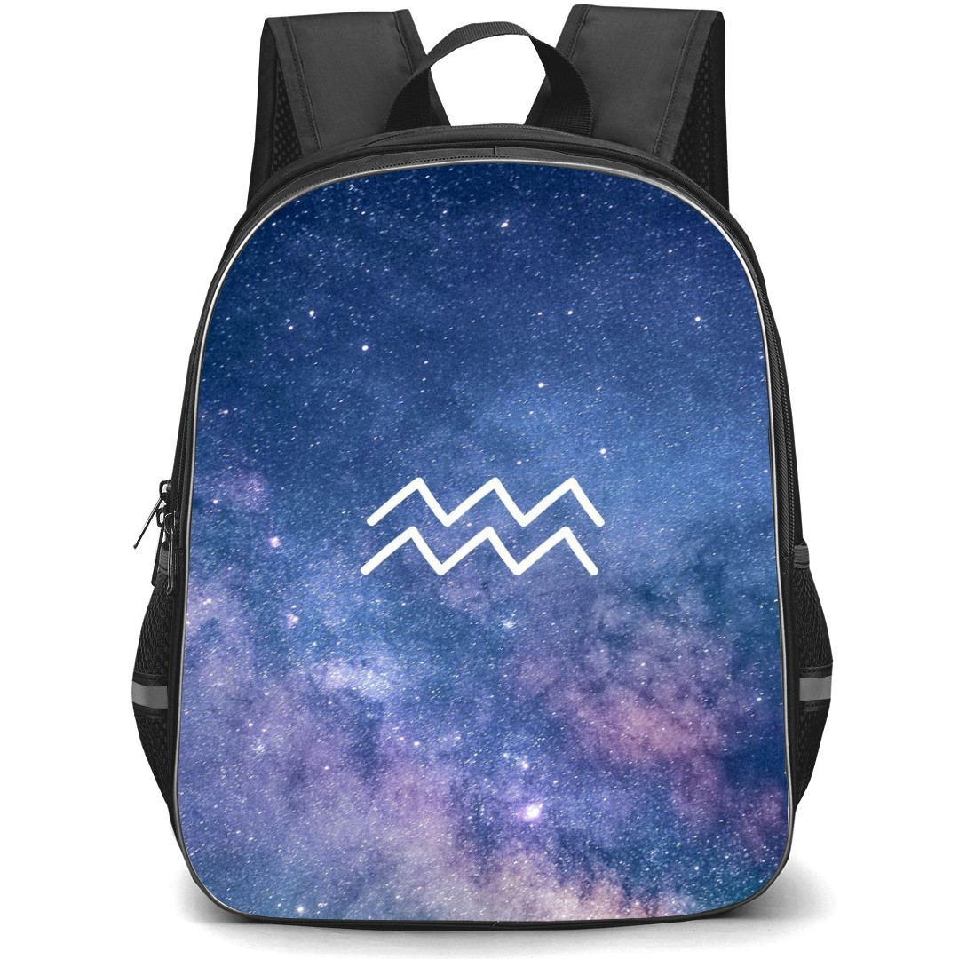 Zodiac Sign Aquarius Backpack StudentPack - Aquarius Sign On Galaxy Background