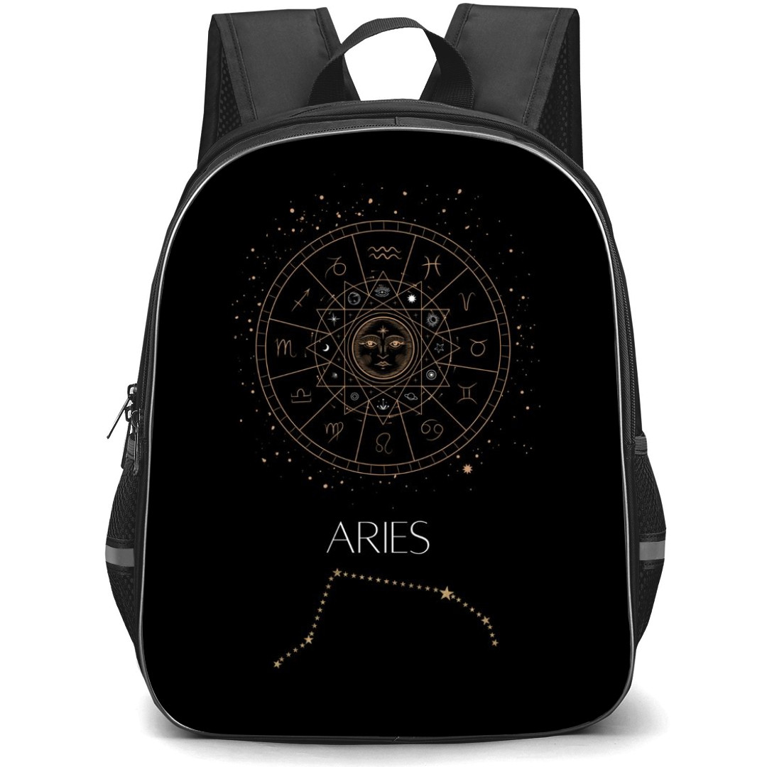 Zodiac Sign Aries Backpack StudentPack - Aries Sign On Black Background
