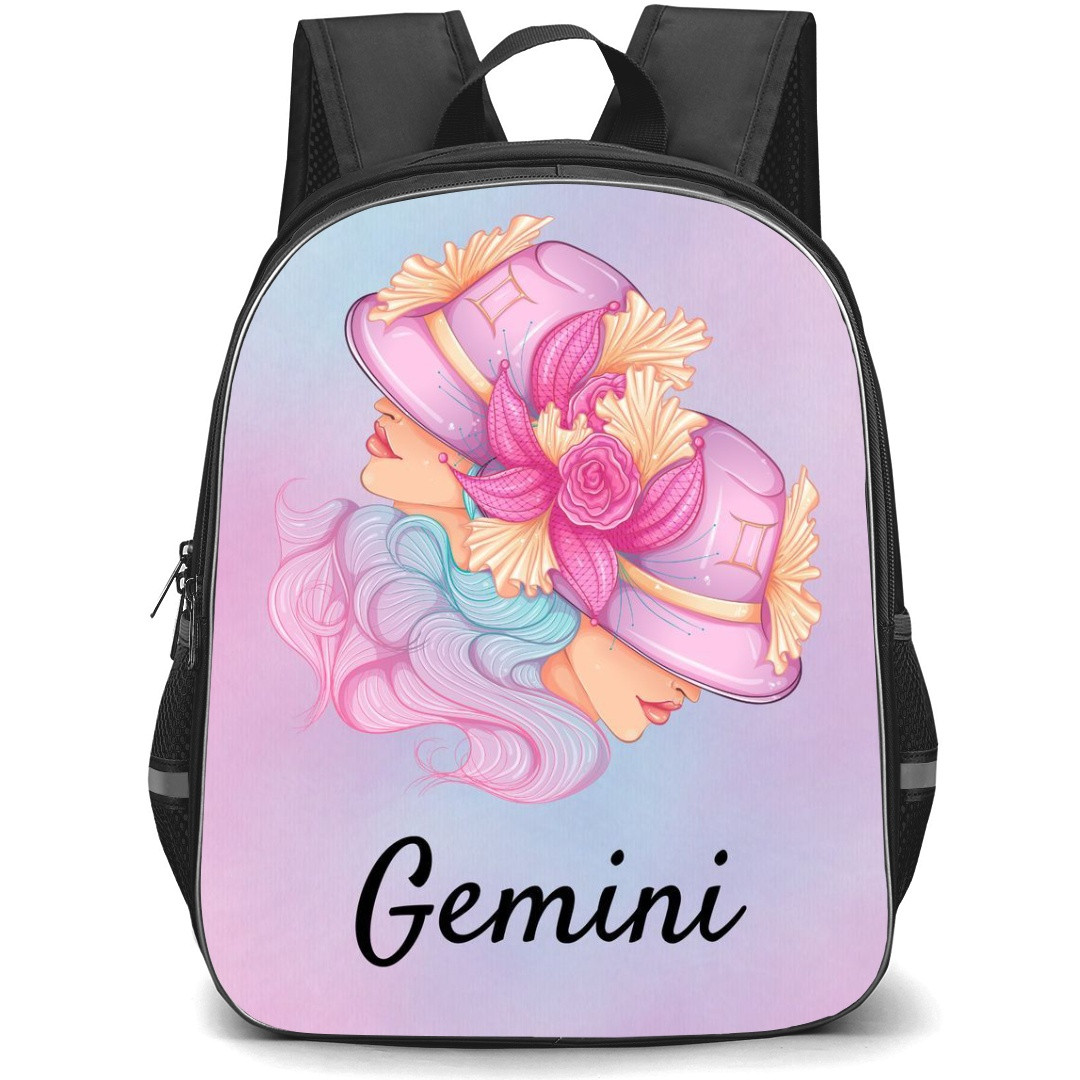 Zodiac Sign Gemini Backpack StudentPack - Gemini Sign On Purple Watercolor Background