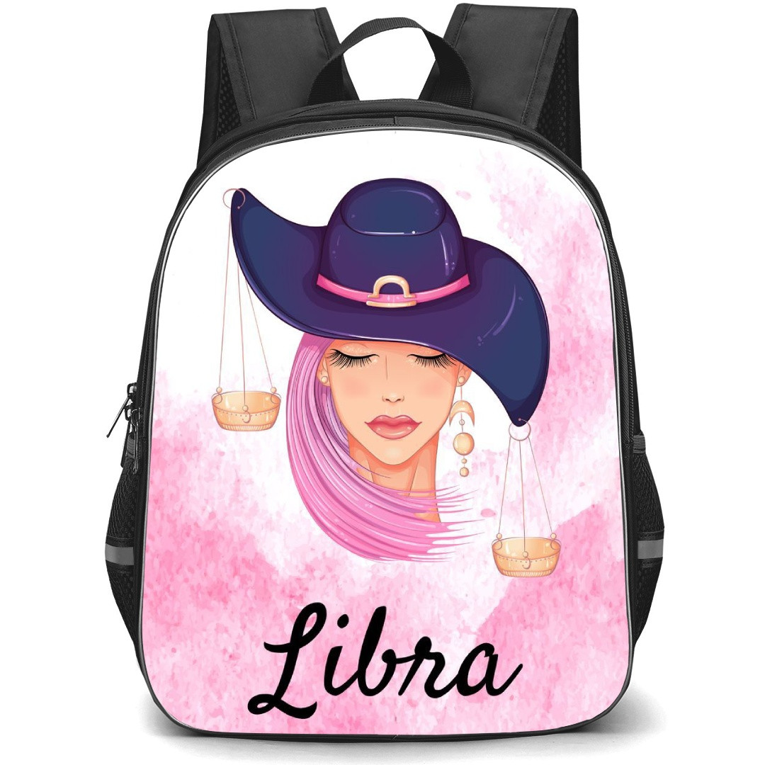 Zodiac Sign Libra Backpack StudentPack - Libra Sign On Pink Watercolor Background