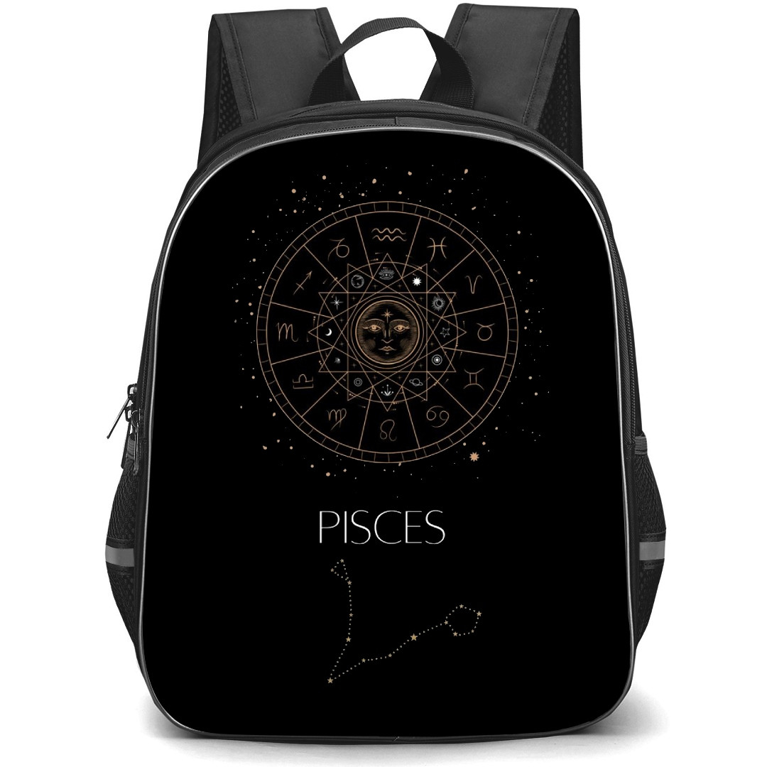 Zodiac Sign Pisces Backpack StudentPack - Pisces Sign On Black Background