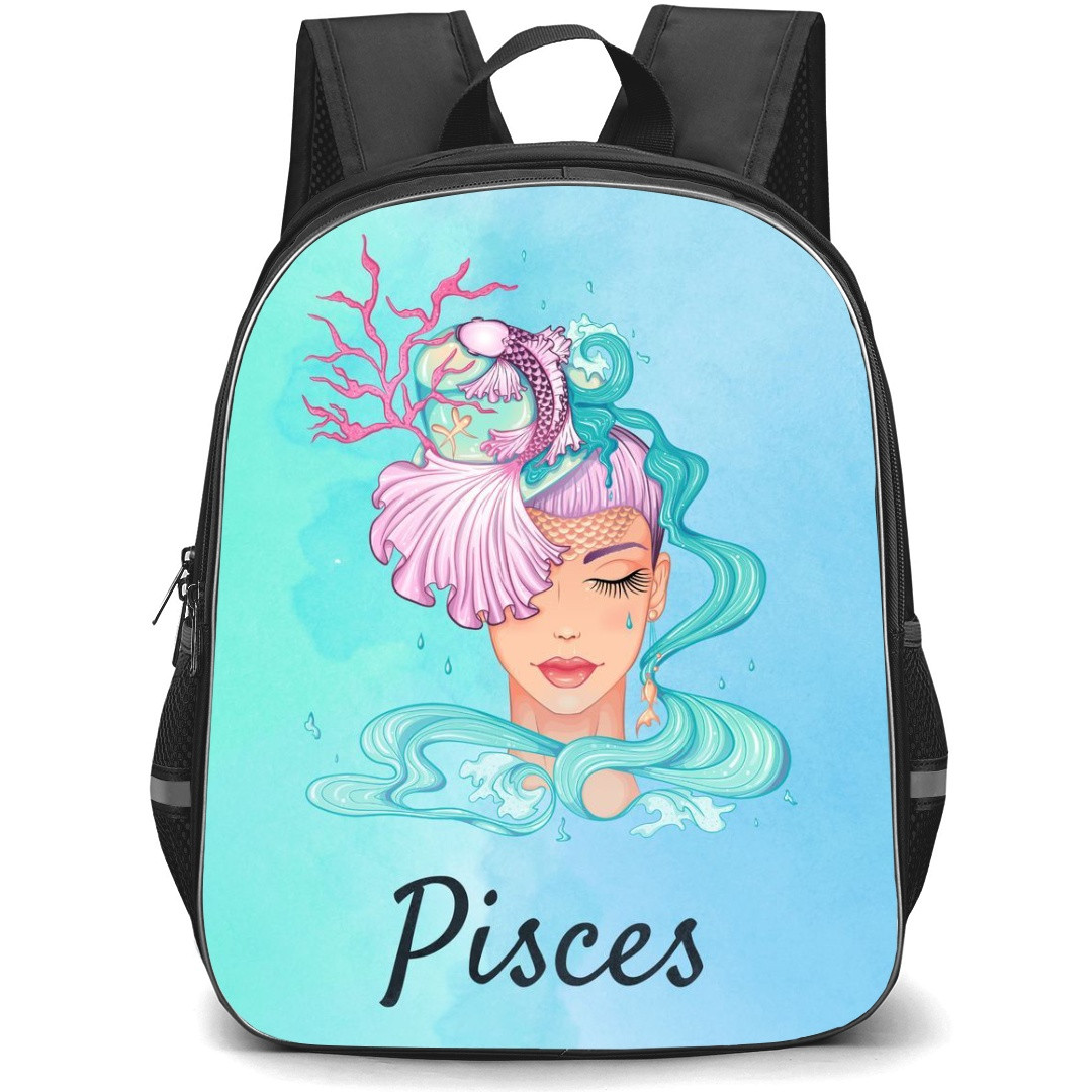 Zodiac Sign Pisces Backpack StudentPack - Pisces Sign On Blue Watercolor Background