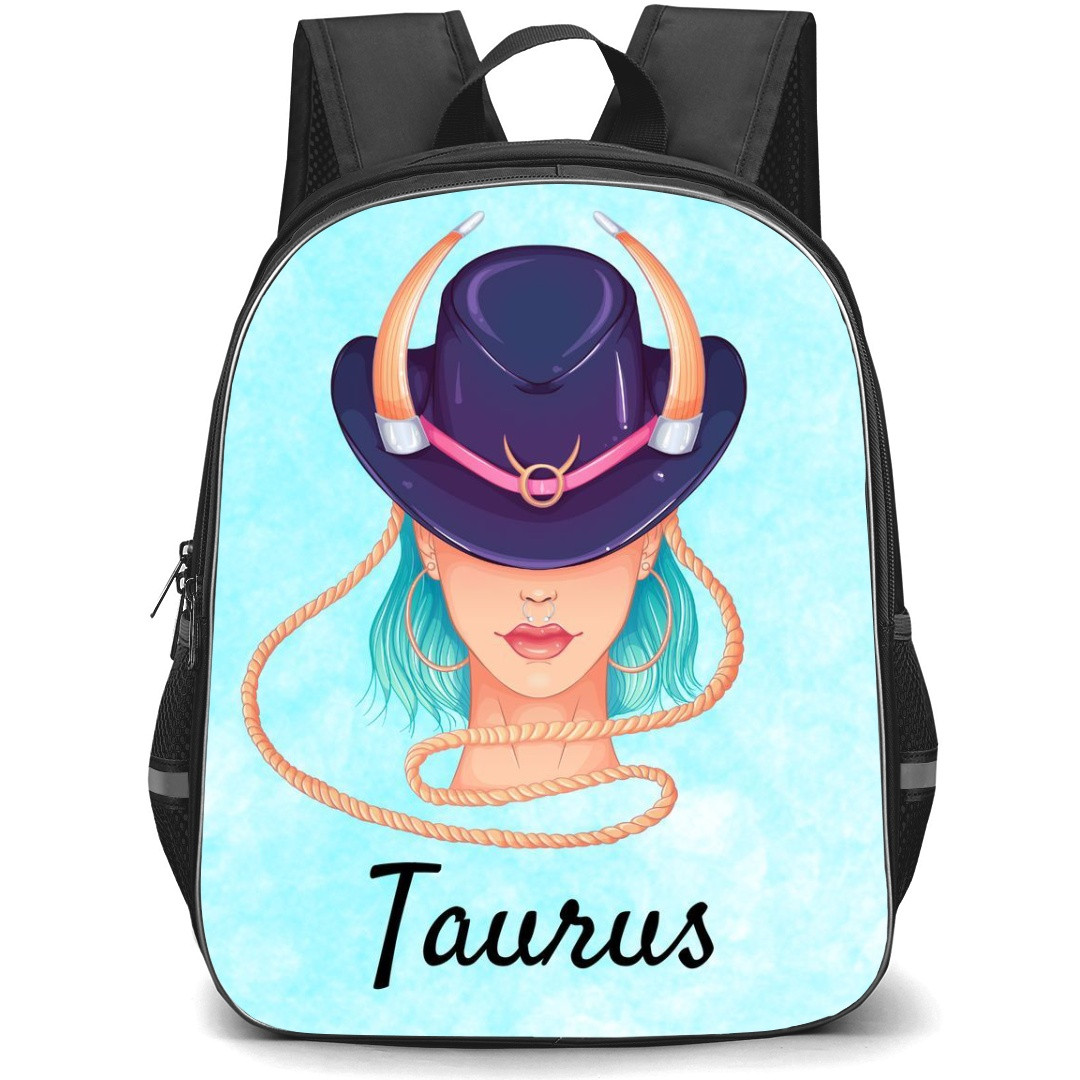 Zodiac Sign Taurus Backpack StudentPack - Taurus Sign On Blue Watercolor Background