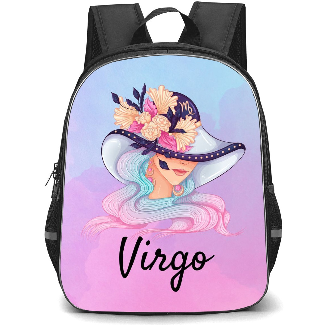 Zodiac Sign Virgo Backpack StudentPack - Virgo Sign On Purple Watercolor Background