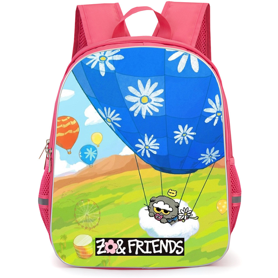 Zo And Friends Backpack School Bag StudentPack - Zo And Friends Hot Air Balloon Kawaii Illustration Art Poster