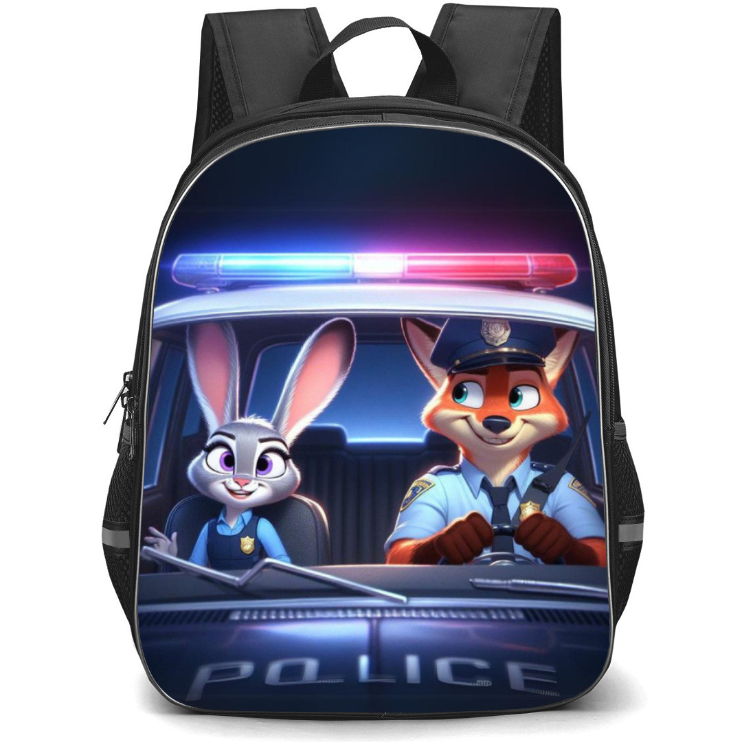 Zootopia Backpack Student Pack - Judy And Nick Riding Police Car