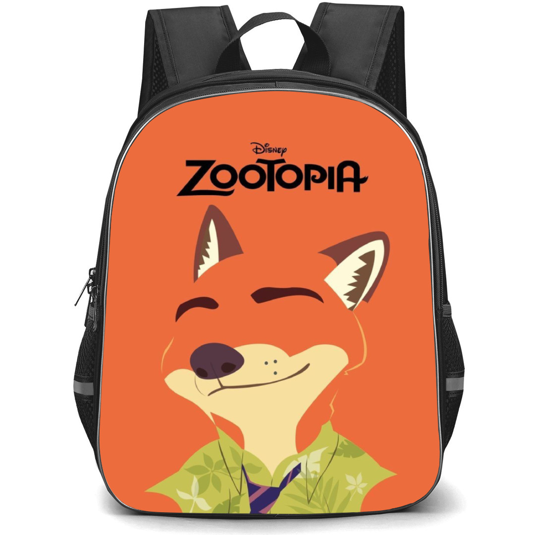 Zootopia Nick Wilde Backpack Student Pack - Nick Wilde Smile Portrait Vector Art On Orange Background