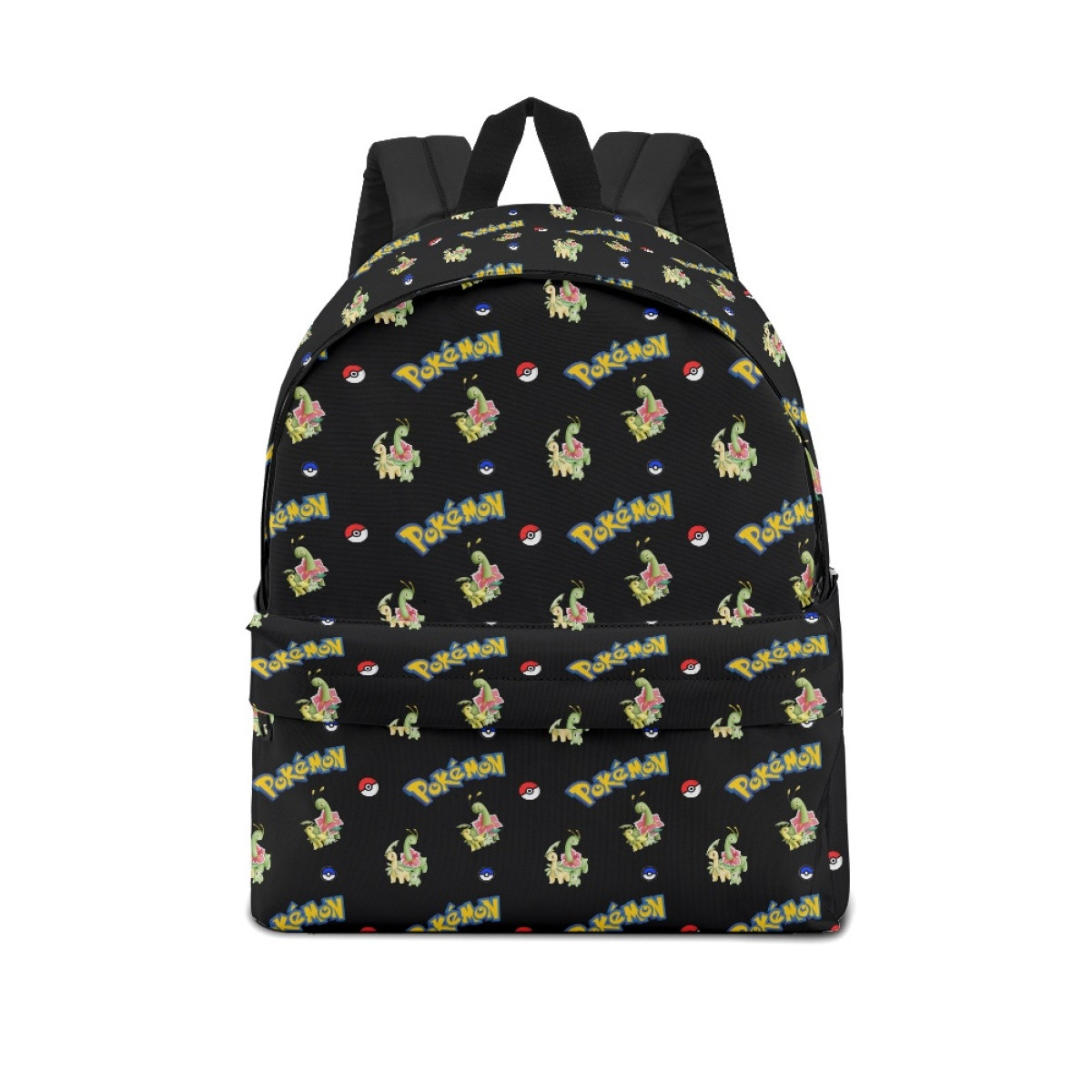 Pokemon School Backpack Multicolor Schoolbag Rucksack - Chikorita Bayleef Meganium Evolution Cartoon Art Series