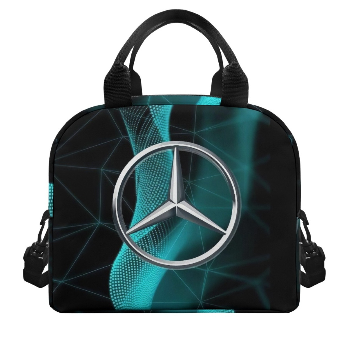 F1 Formula One Mercedes Benz Lunch Box - Mercedes Benz Logo On Cyan Graphic Art